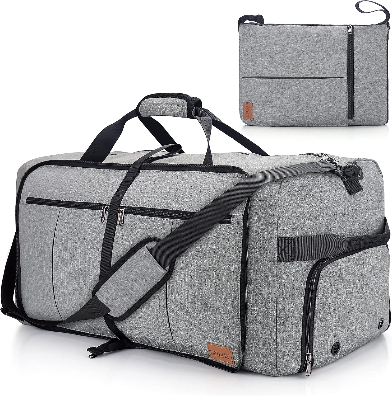 120L Foldable Waterproof Travel Duffel Bag with Shoe Compartment