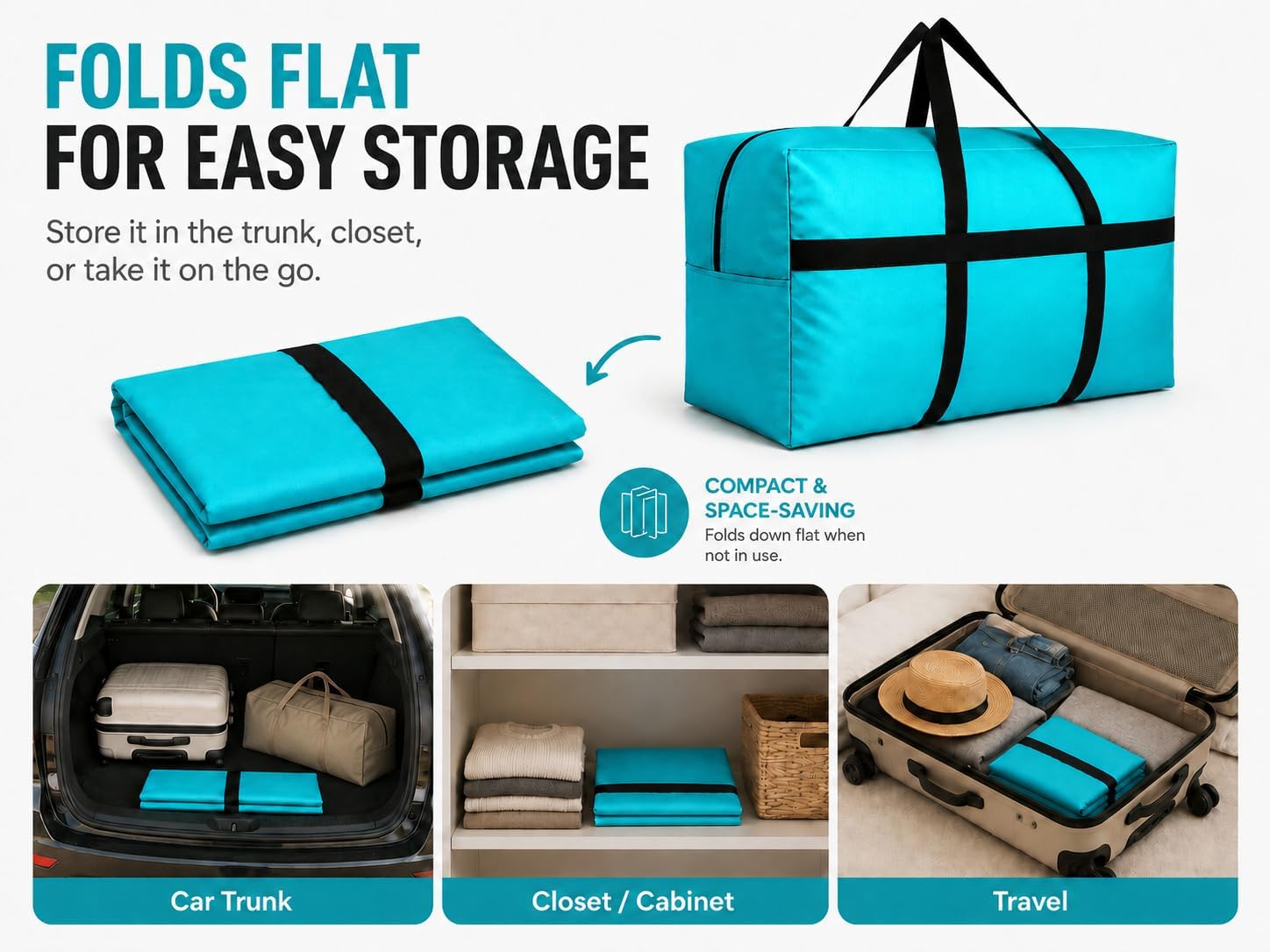130L Extra Large Foldable Storage Duffle Bag in Black