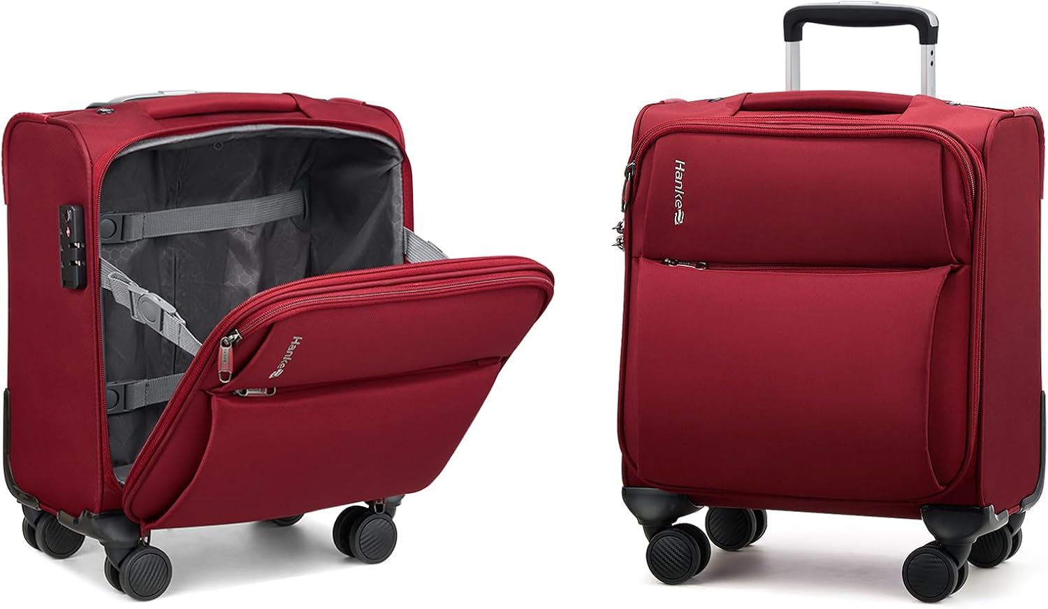 16 Inch Underseat Cabin Suitcase with Spinner Wheels and Combination Lock