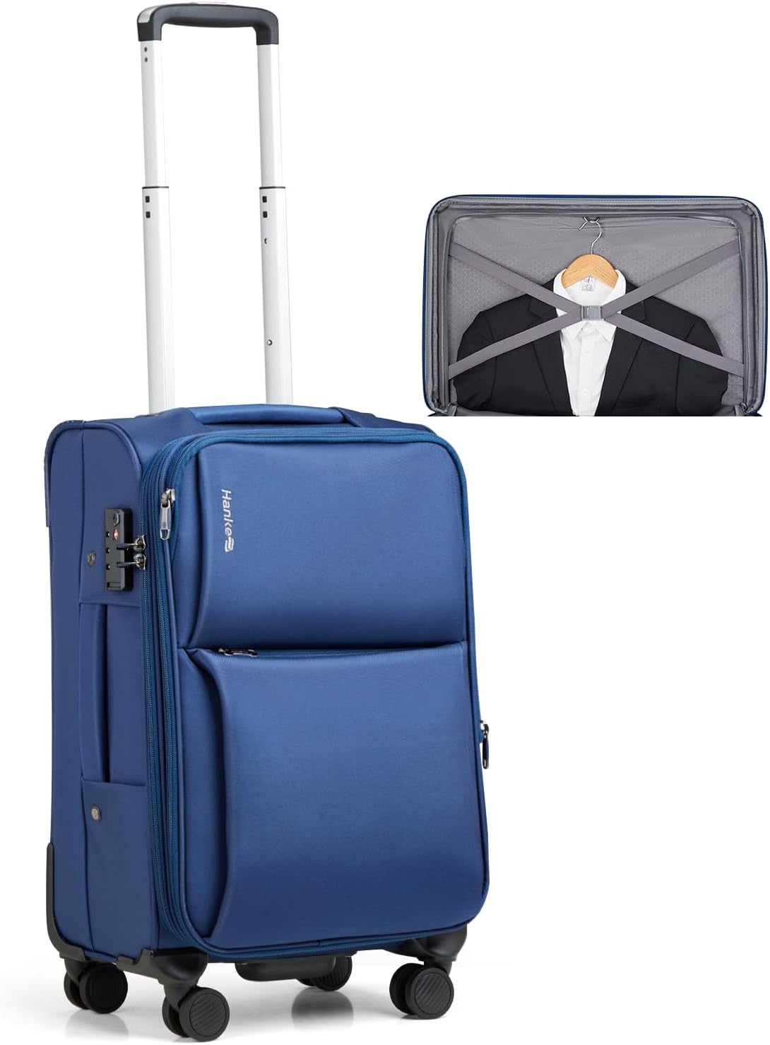 16 Inch Underseat Cabin Suitcase with Spinner Wheels and Combination Lock