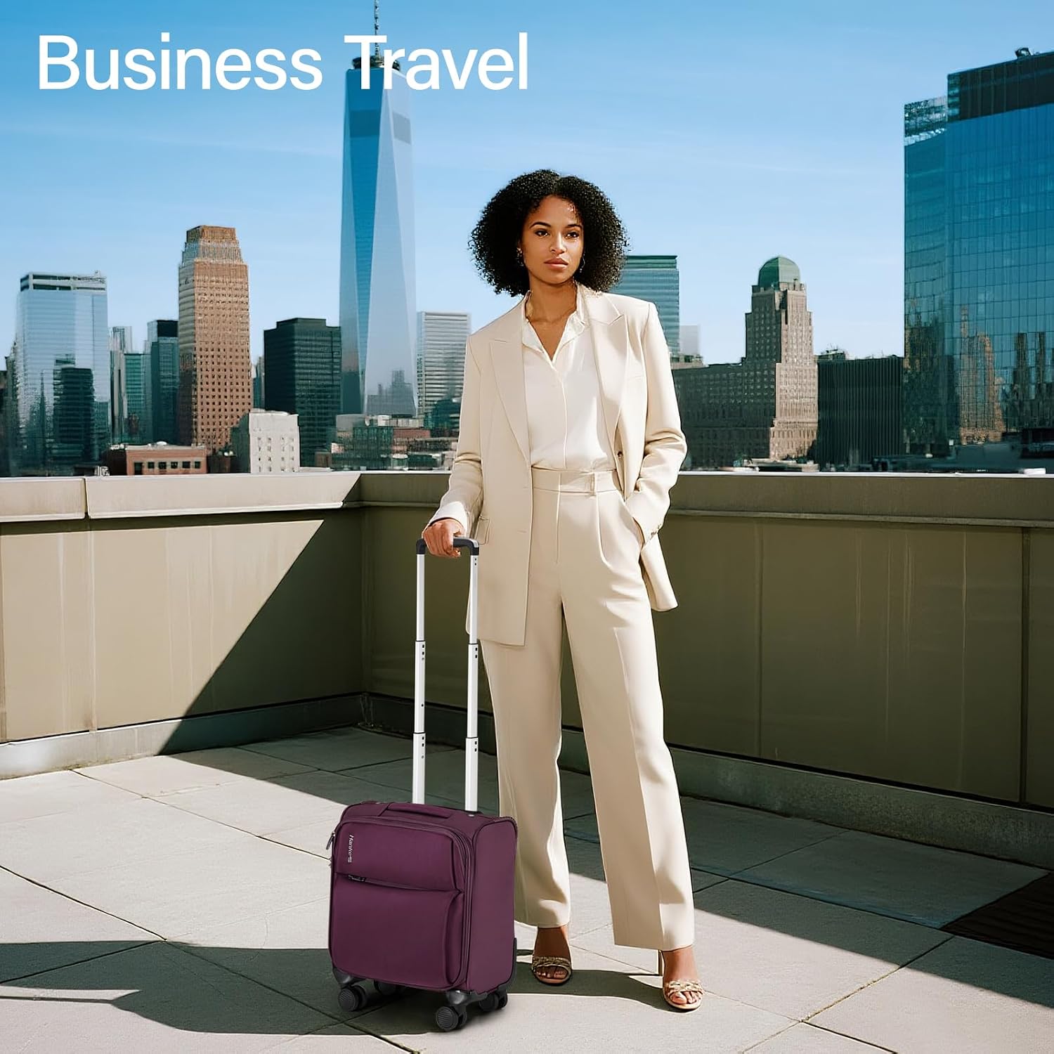 16 Inch Underseat Cabin Suitcase with Spinner Wheels and Combination Lock