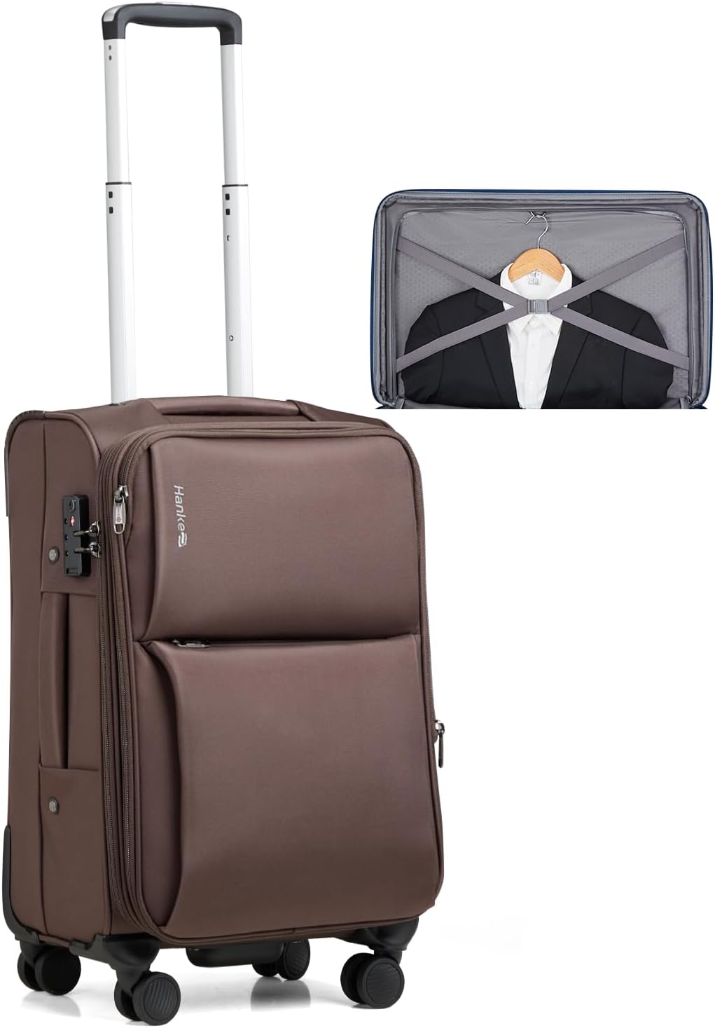 16 Inch Underseat Cabin Suitcase with Spinner Wheels and Combination Lock