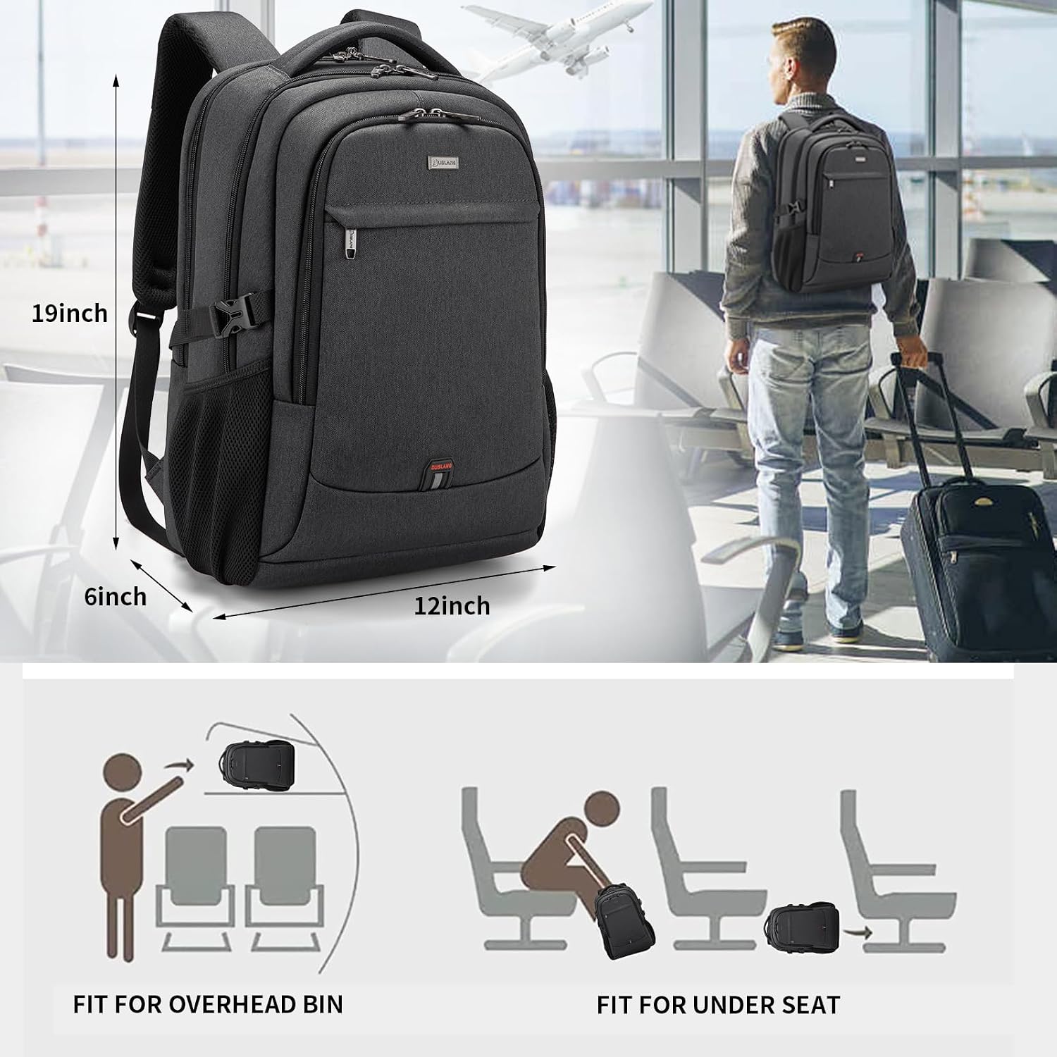 17 Inch Laptop Backpack with USB Charging Port, Water Resistant