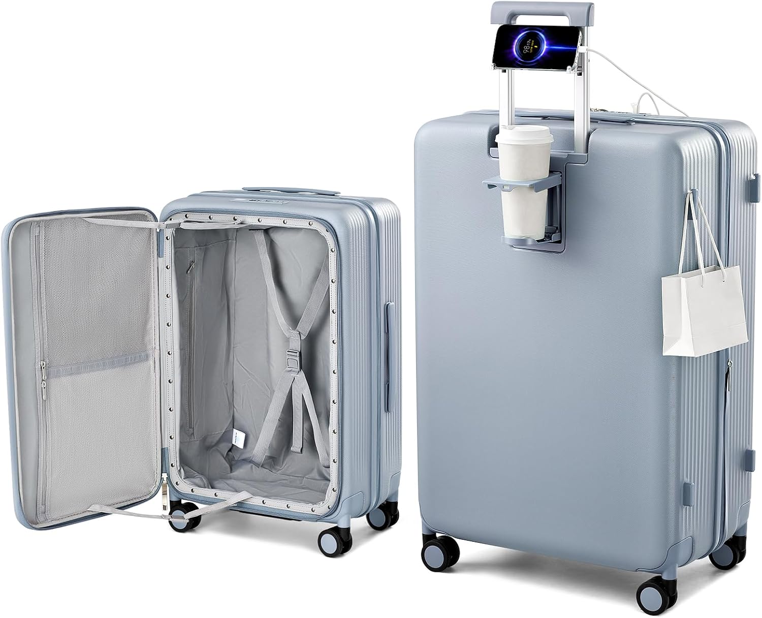 28 Inch Expandable Hard Shell Suitcase with Spinner Wheels, Top Opening