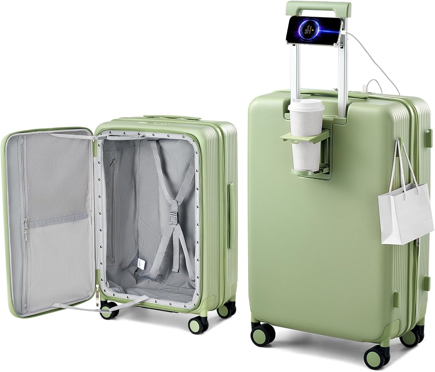 28 Inch Expandable Hard Shell Suitcase with Spinner Wheels, Top Opening