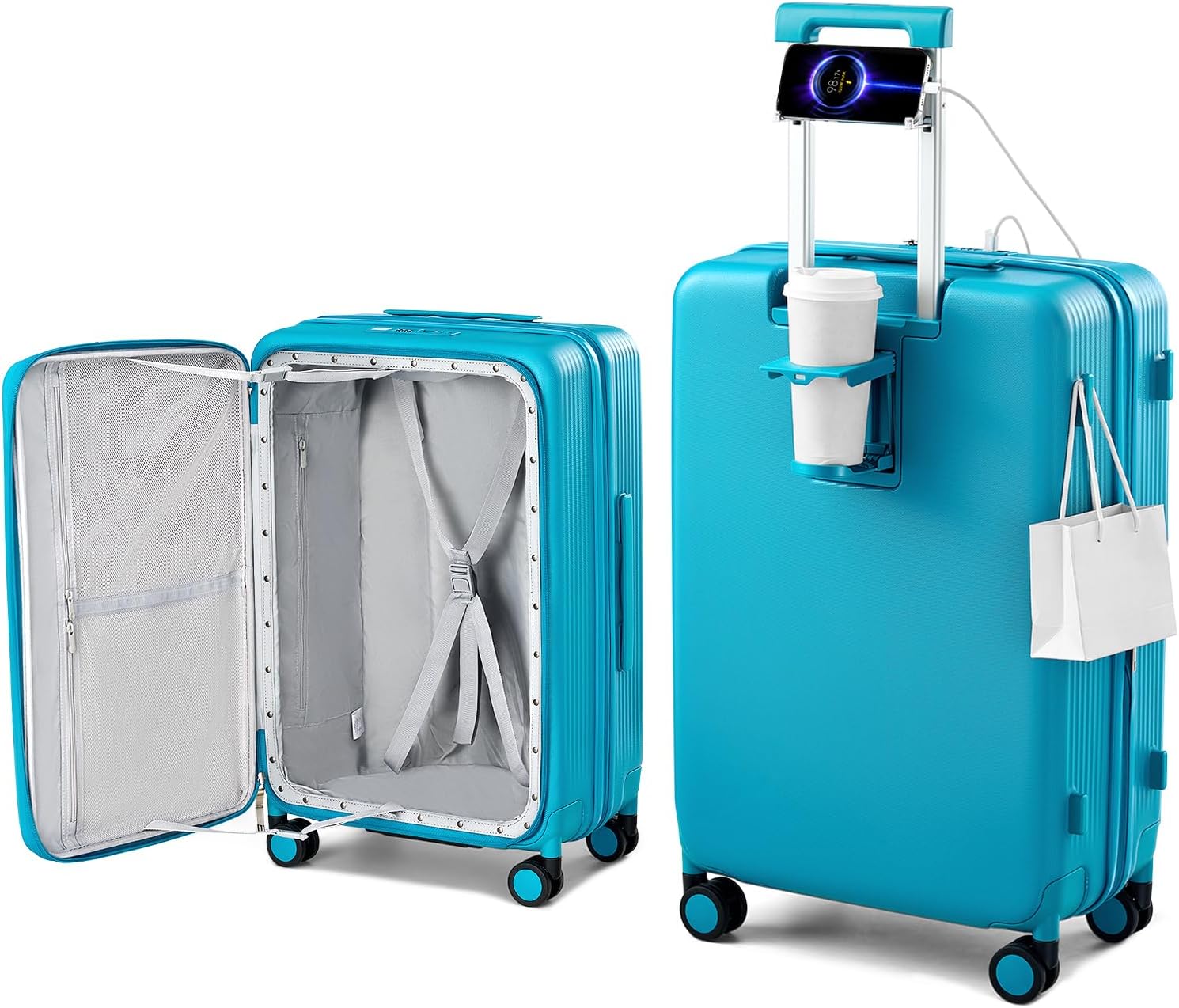 28 Inch Expandable Hard Shell Suitcase with Spinner Wheels, Top Opening