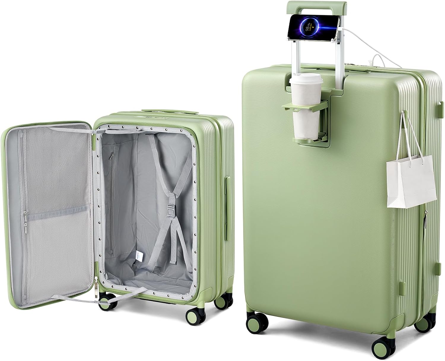 28 Inch Expandable Hard Shell Suitcase with Spinner Wheels, Top Opening