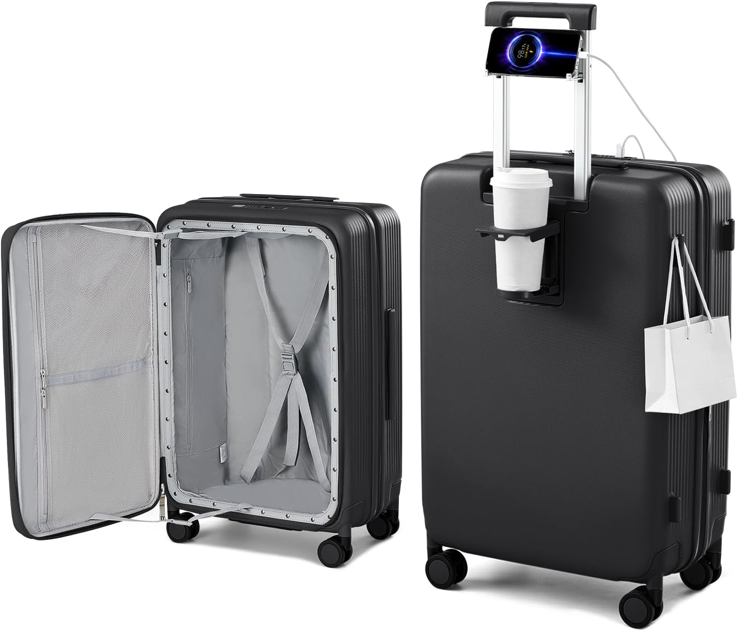 28 Inch Expandable Hard Shell Suitcase with Spinner Wheels, Top Opening