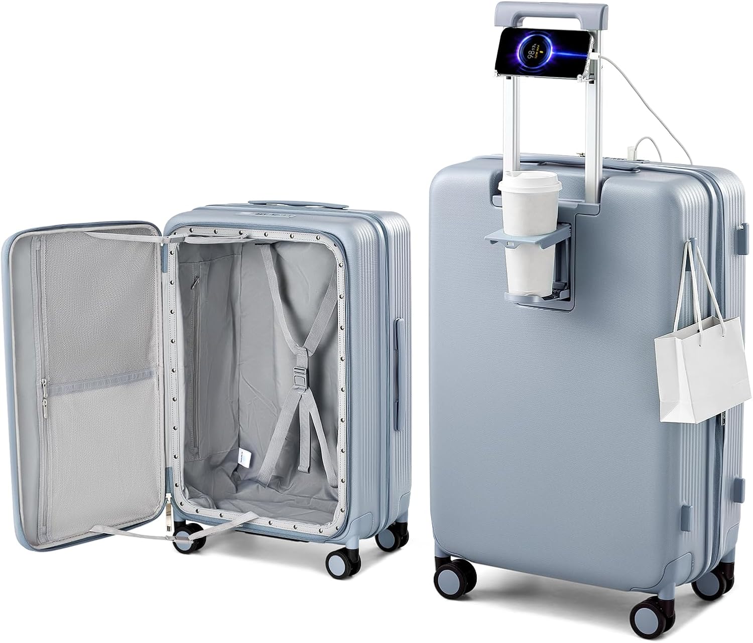 28 Inch Expandable Hard Shell Suitcase with Spinner Wheels, Top Opening