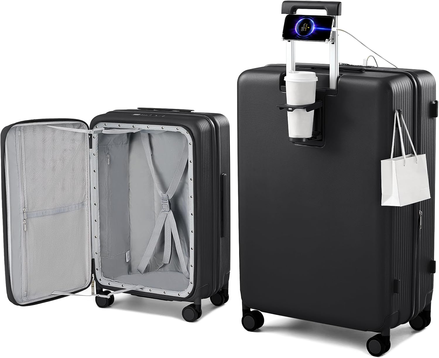 28 Inch Expandable Hard Shell Suitcase with Spinner Wheels, Top Opening