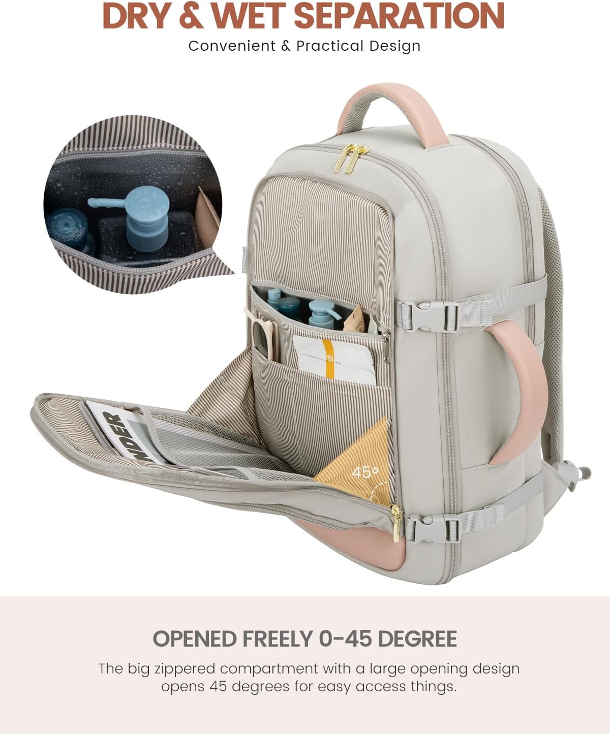 40L Cabin Travel Backpack for Women, Fits a 17 Inch Laptop