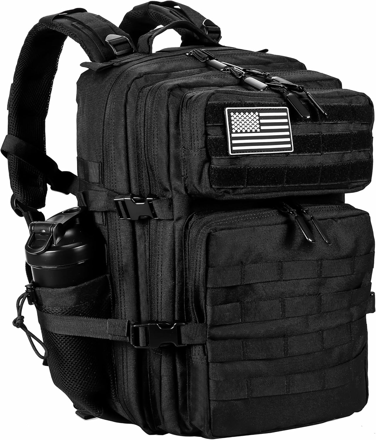 45L Military Style Tactical Rucksack with Molle System, Black