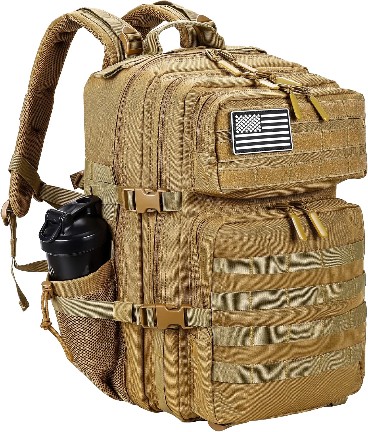 45L Military Style Tactical Rucksack with Molle System, Black