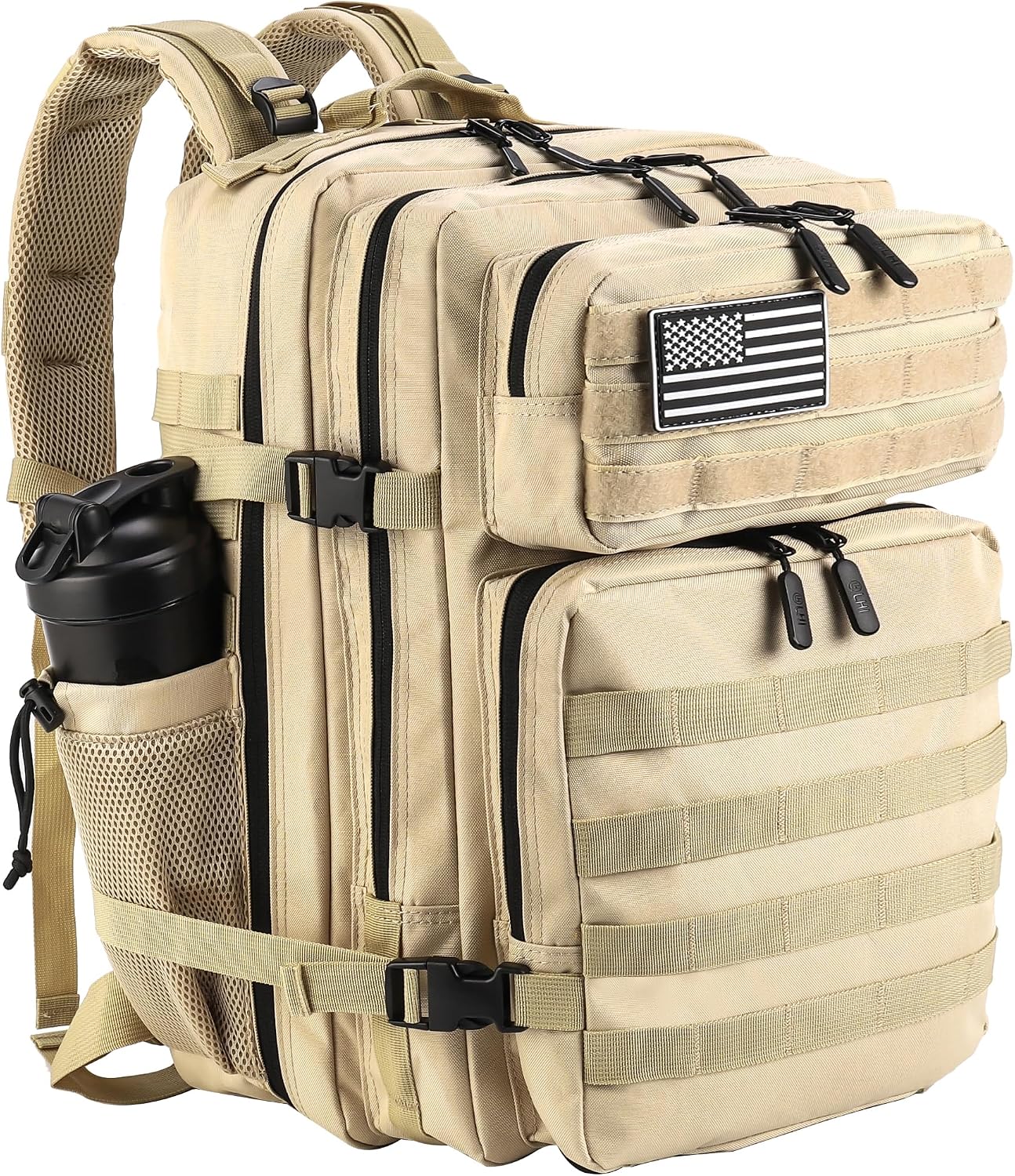 45L Military Style Tactical Rucksack with Molle System, Black