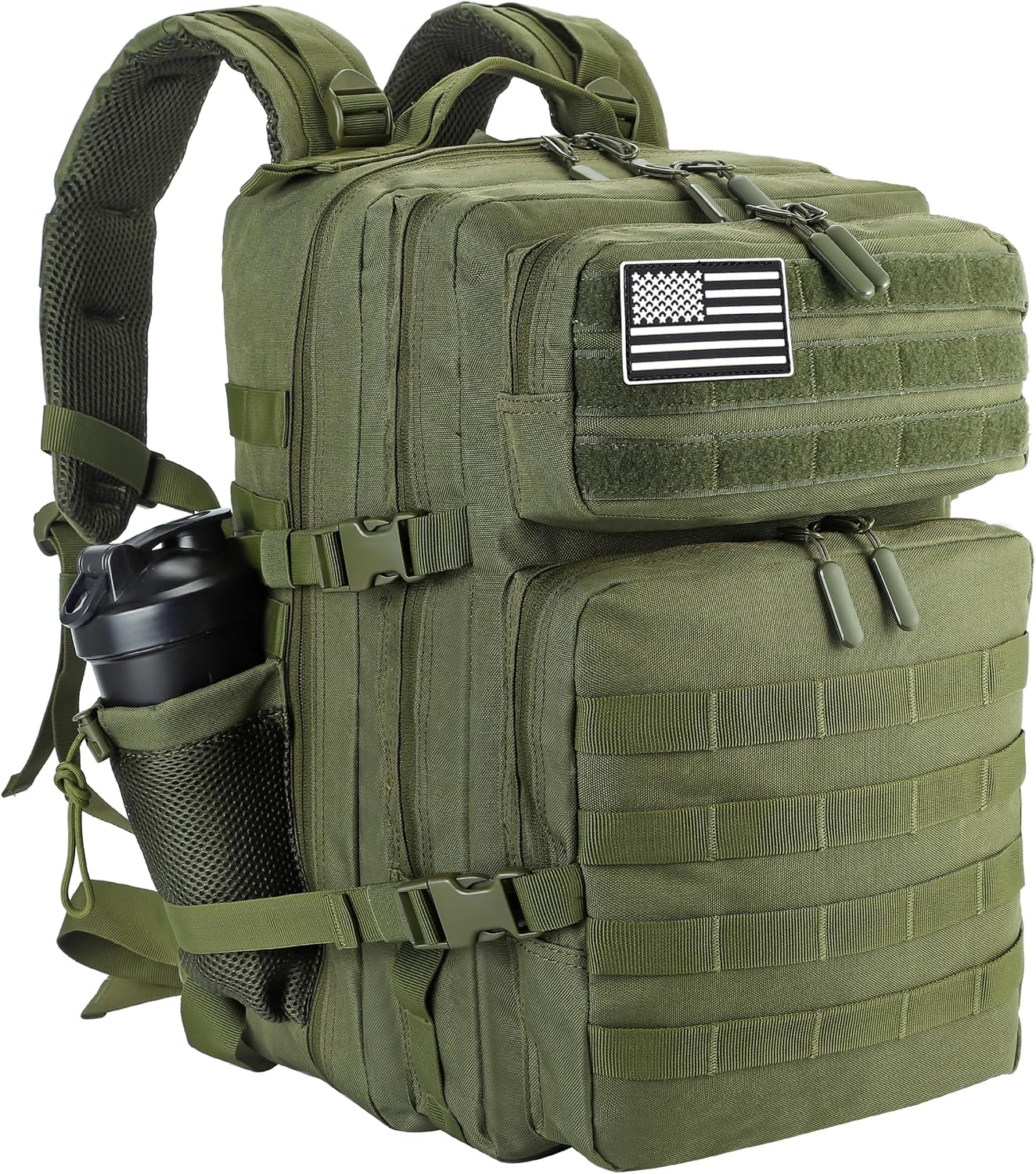 45L Military Style Tactical Rucksack with Molle System, Black