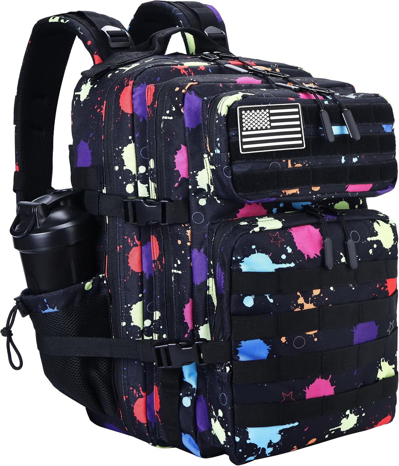 45L Military Style Tactical Rucksack with Molle System, Black