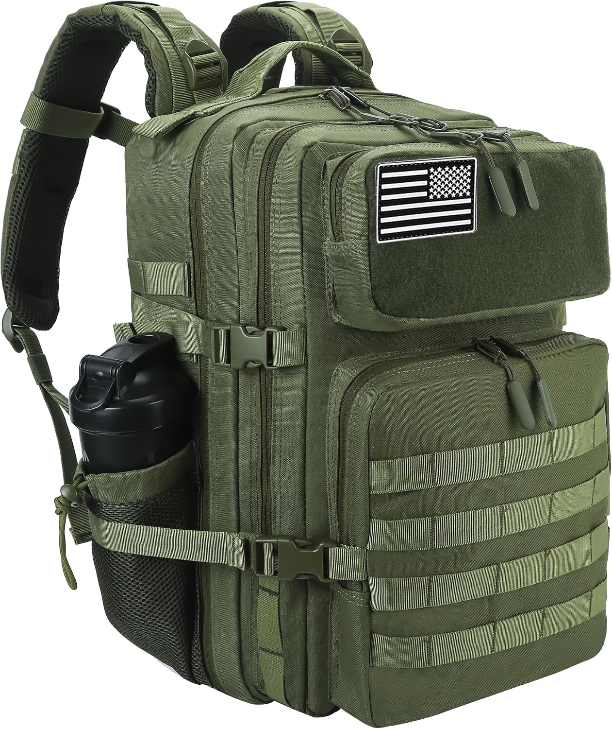 45L Military Style Tactical Rucksack with Molle System, Black