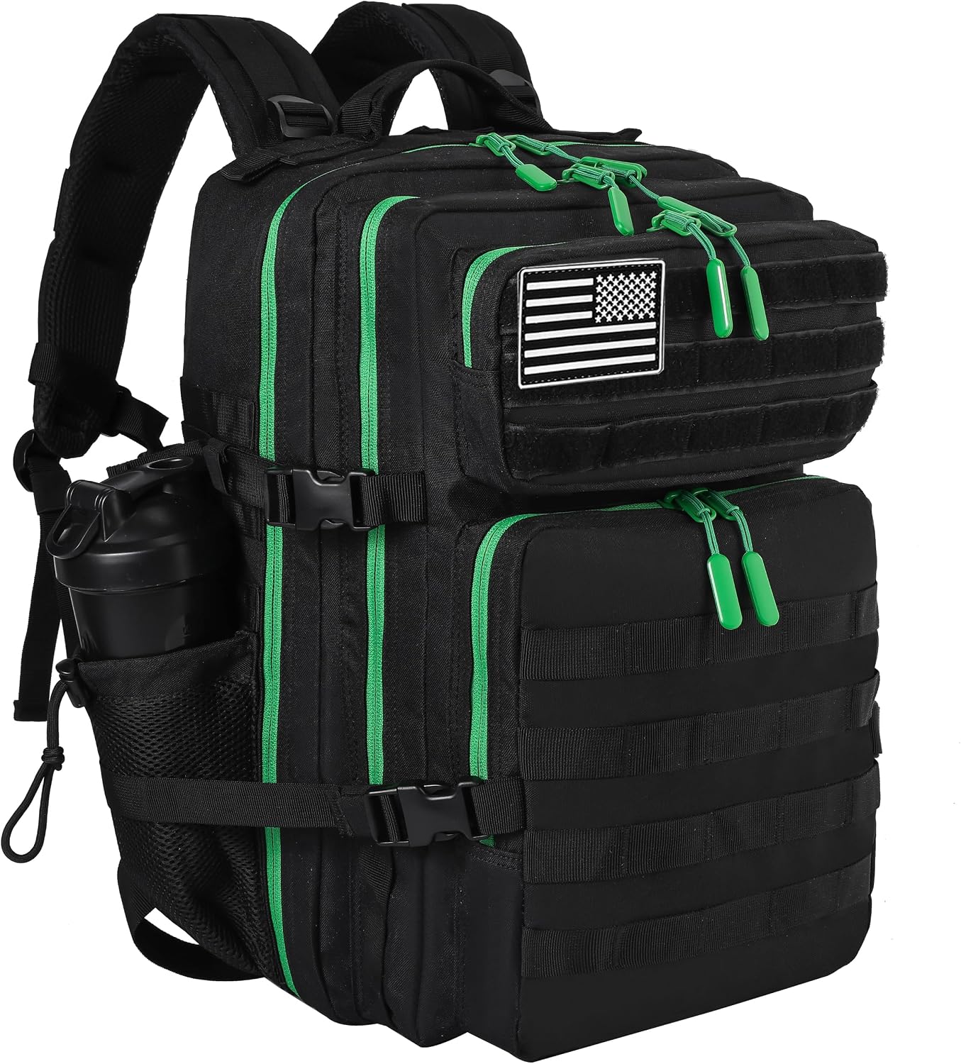 45L Military Style Tactical Rucksack with Molle System, Black