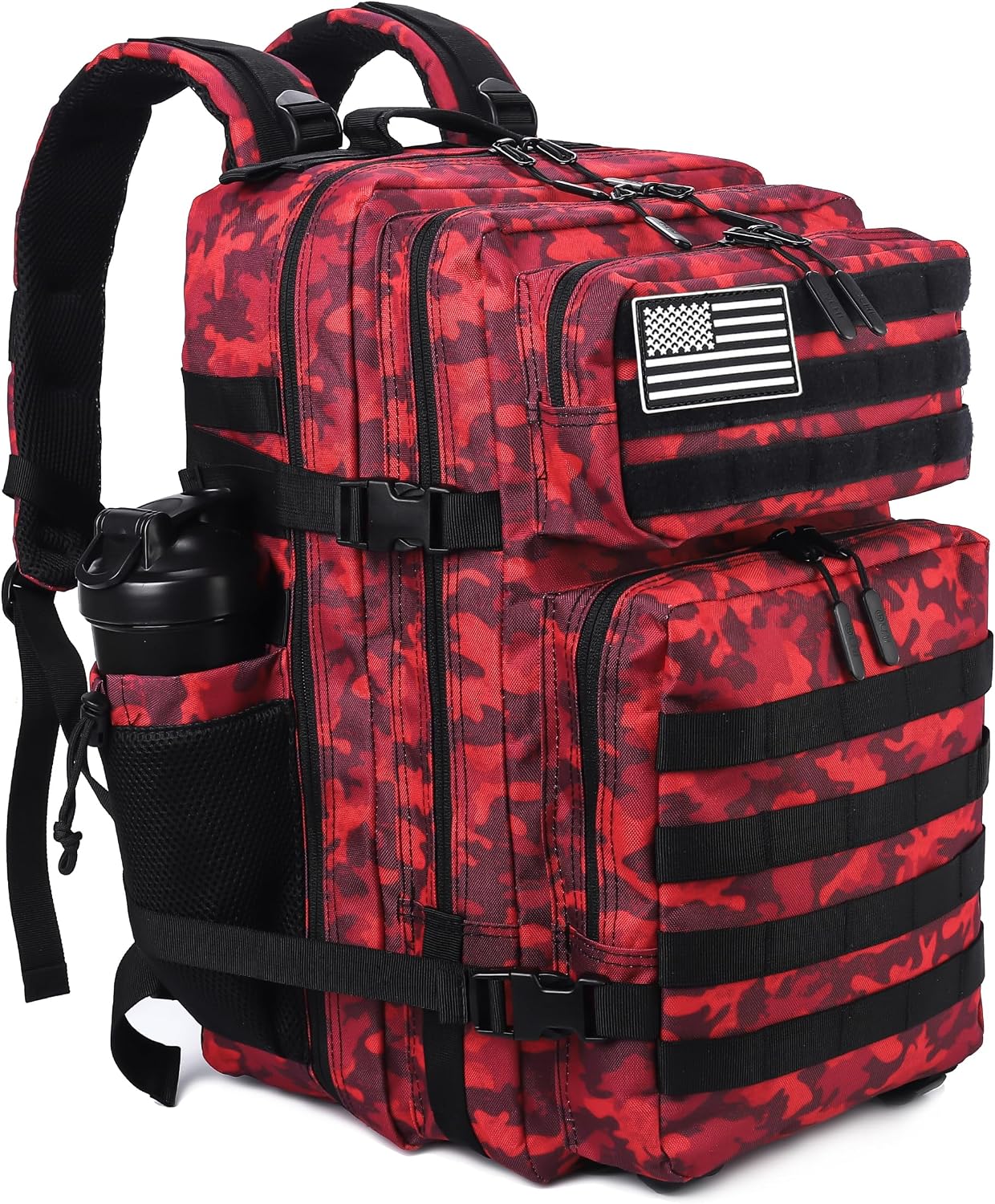 45L Military Style Tactical Rucksack with Molle System, Black
