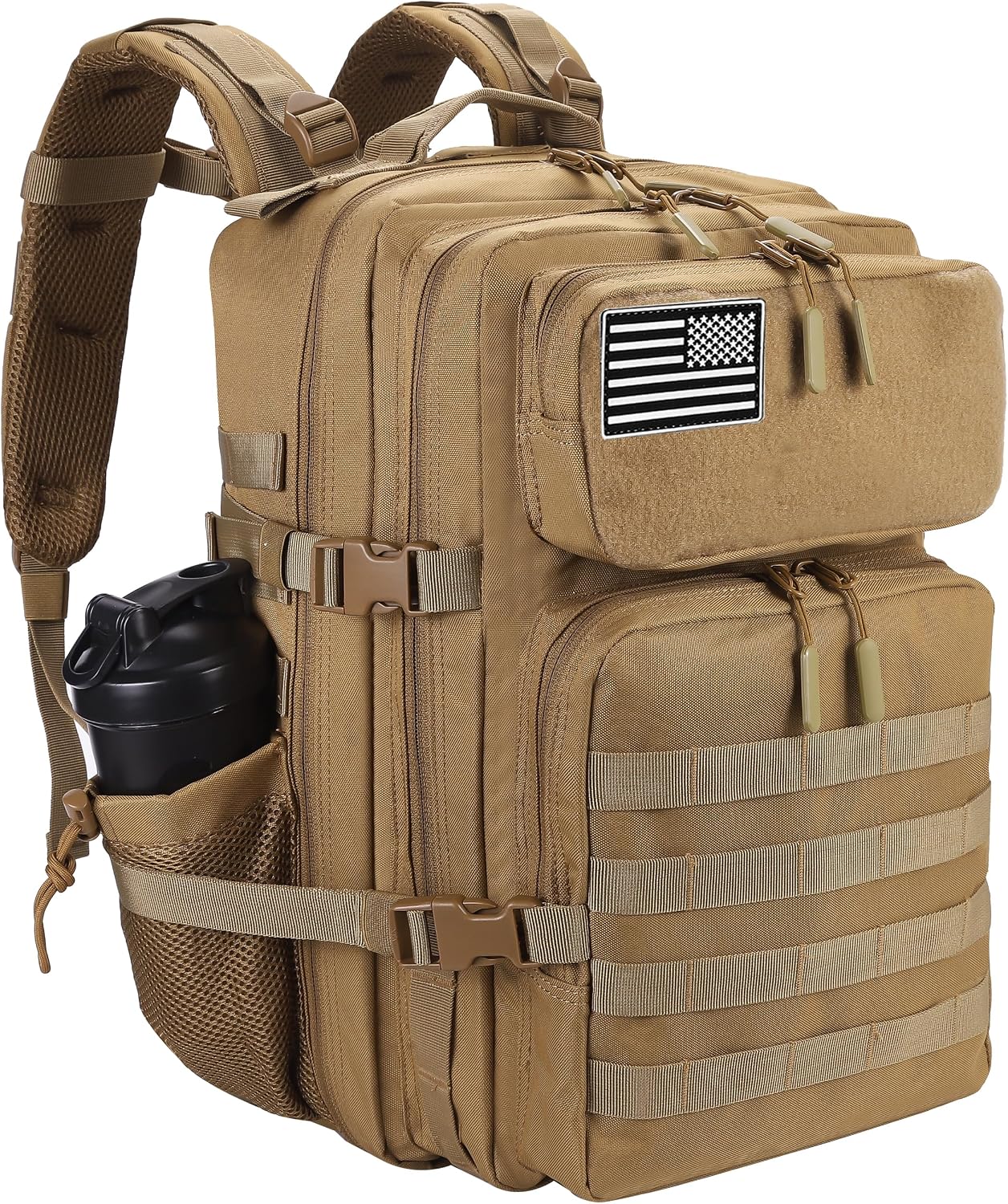 45L Military Style Tactical Rucksack with Molle System, Black