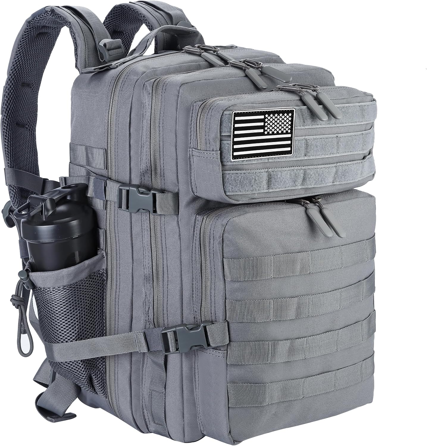 45L Military Style Tactical Rucksack with Molle System, Black