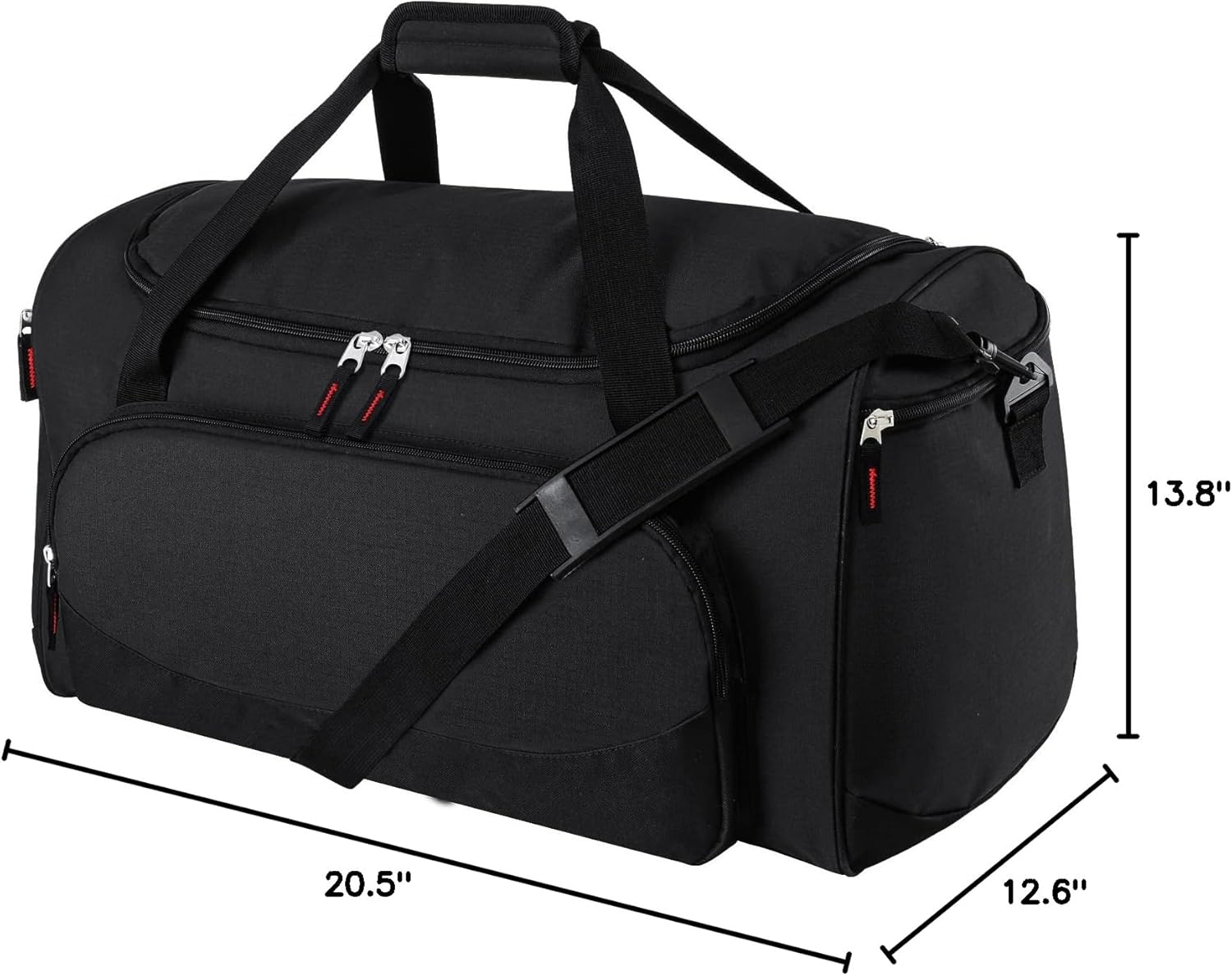 50L Gym and Travel Duffle Bag in Black with Multiple Pockets