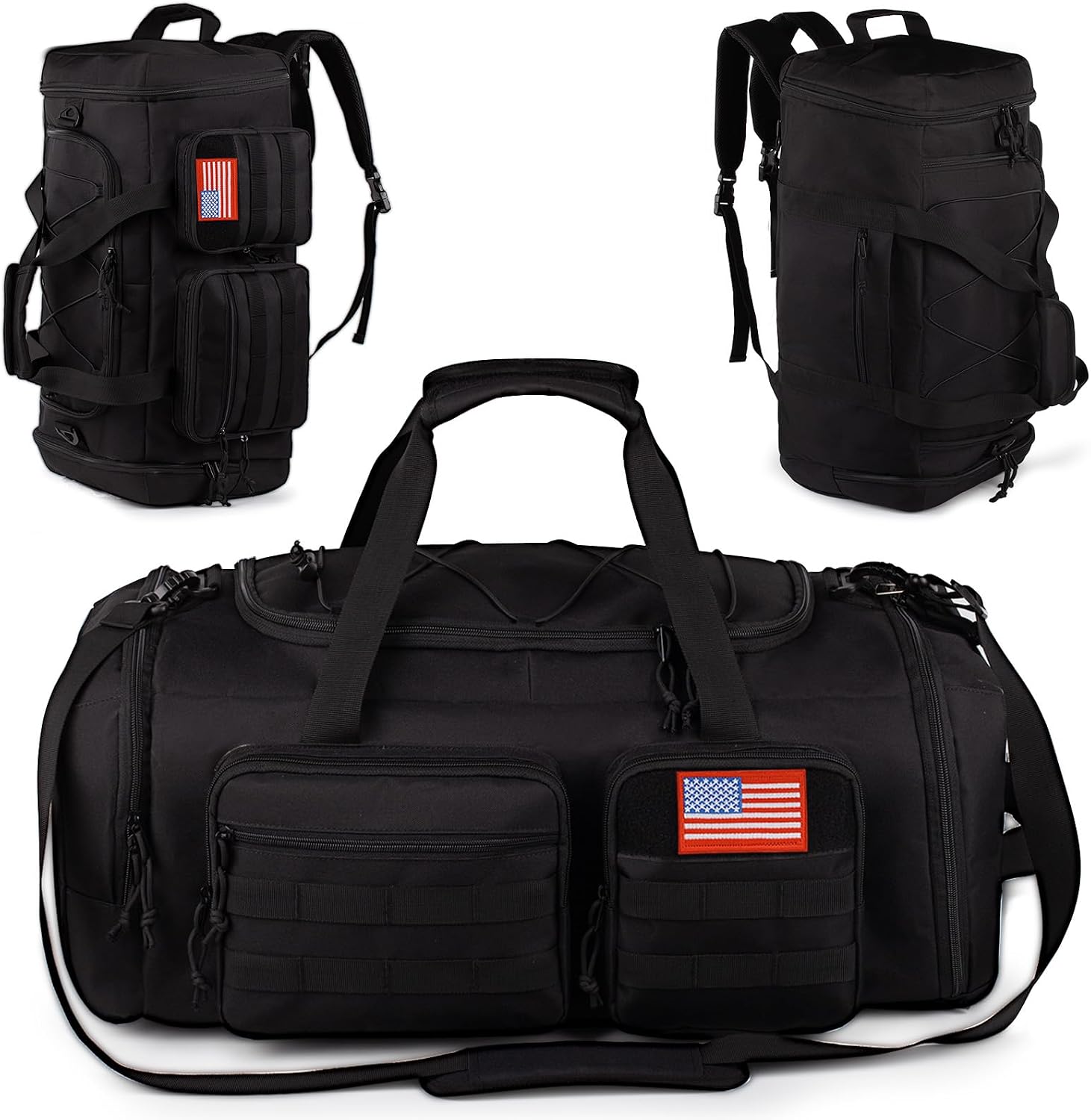 50L Tactical Gym and Travel Duffle Bag, 3 in 1, Water Resistant