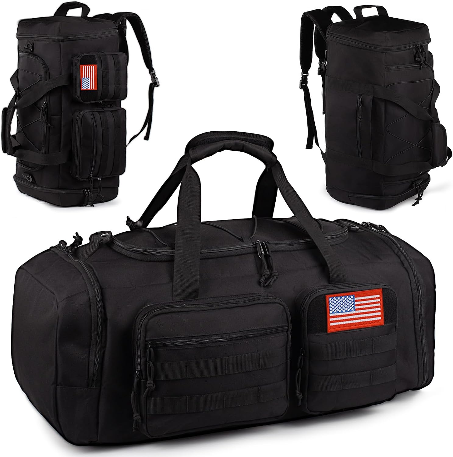 50L Tactical Gym and Travel Duffle Bag, 3 in 1, Water Resistant