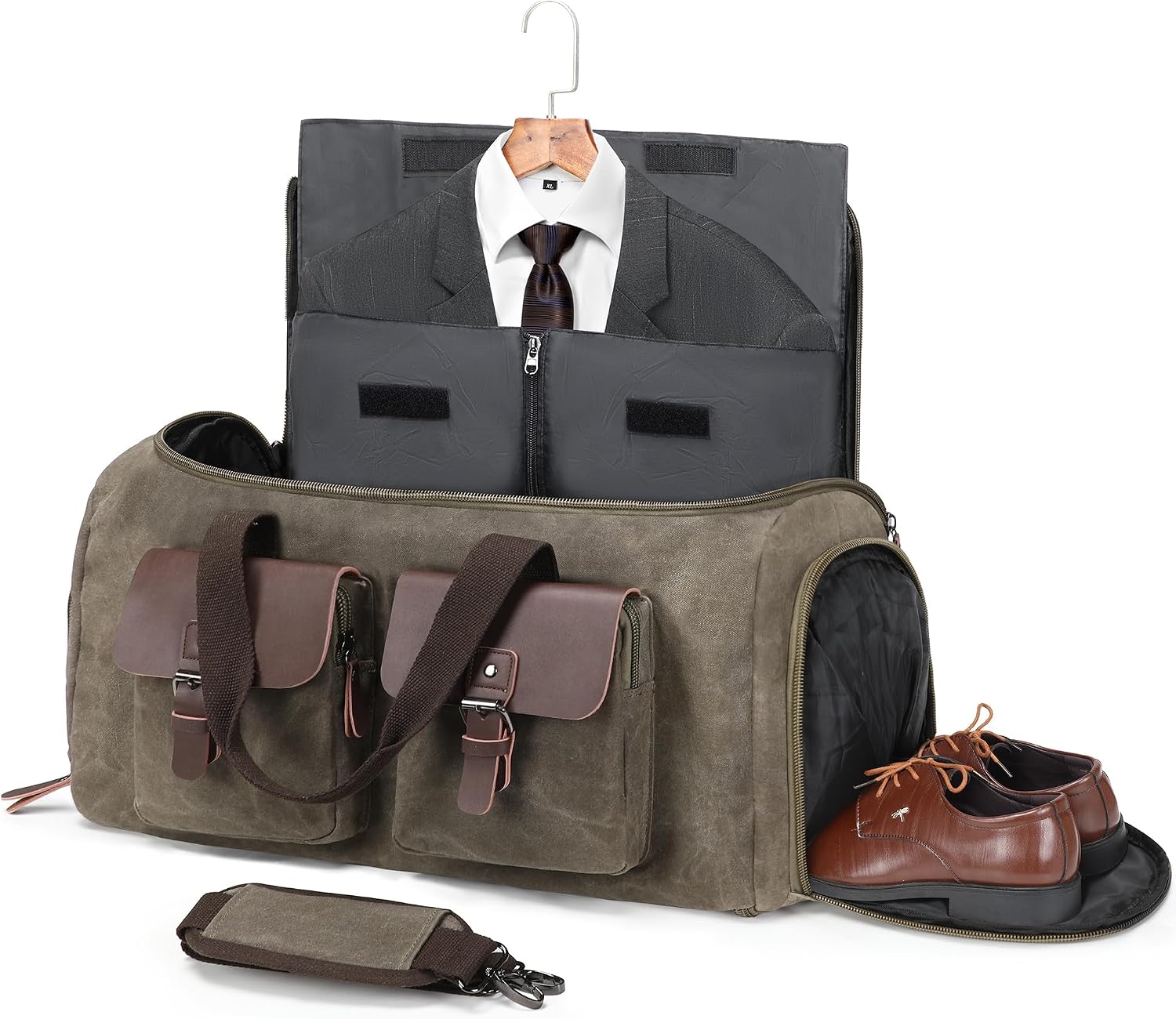 50L Waxed Canvas Weekender Duffle Bag for Overnight Travel