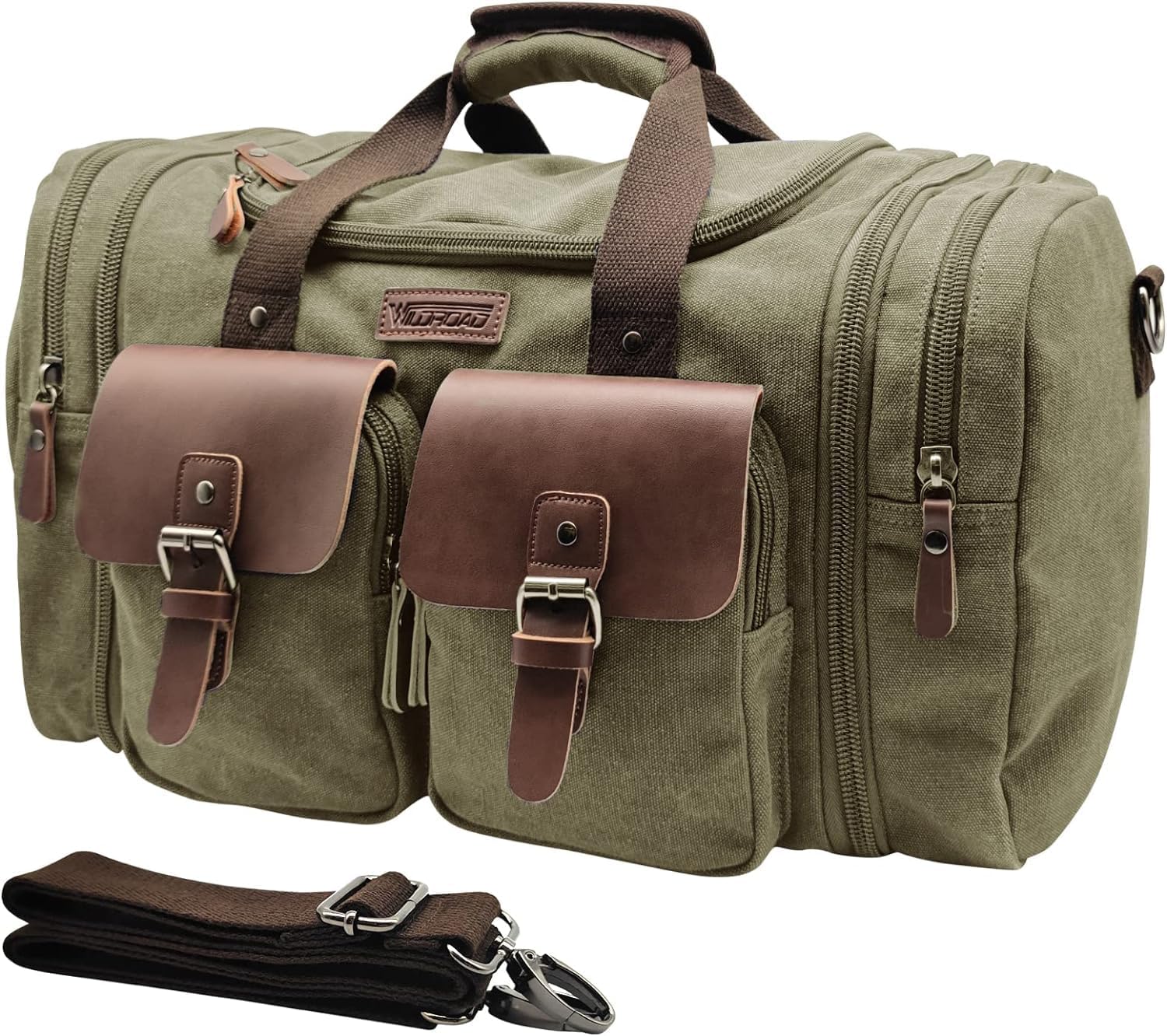 50L Waxed Canvas Weekender Duffle Bag for Overnight Travel