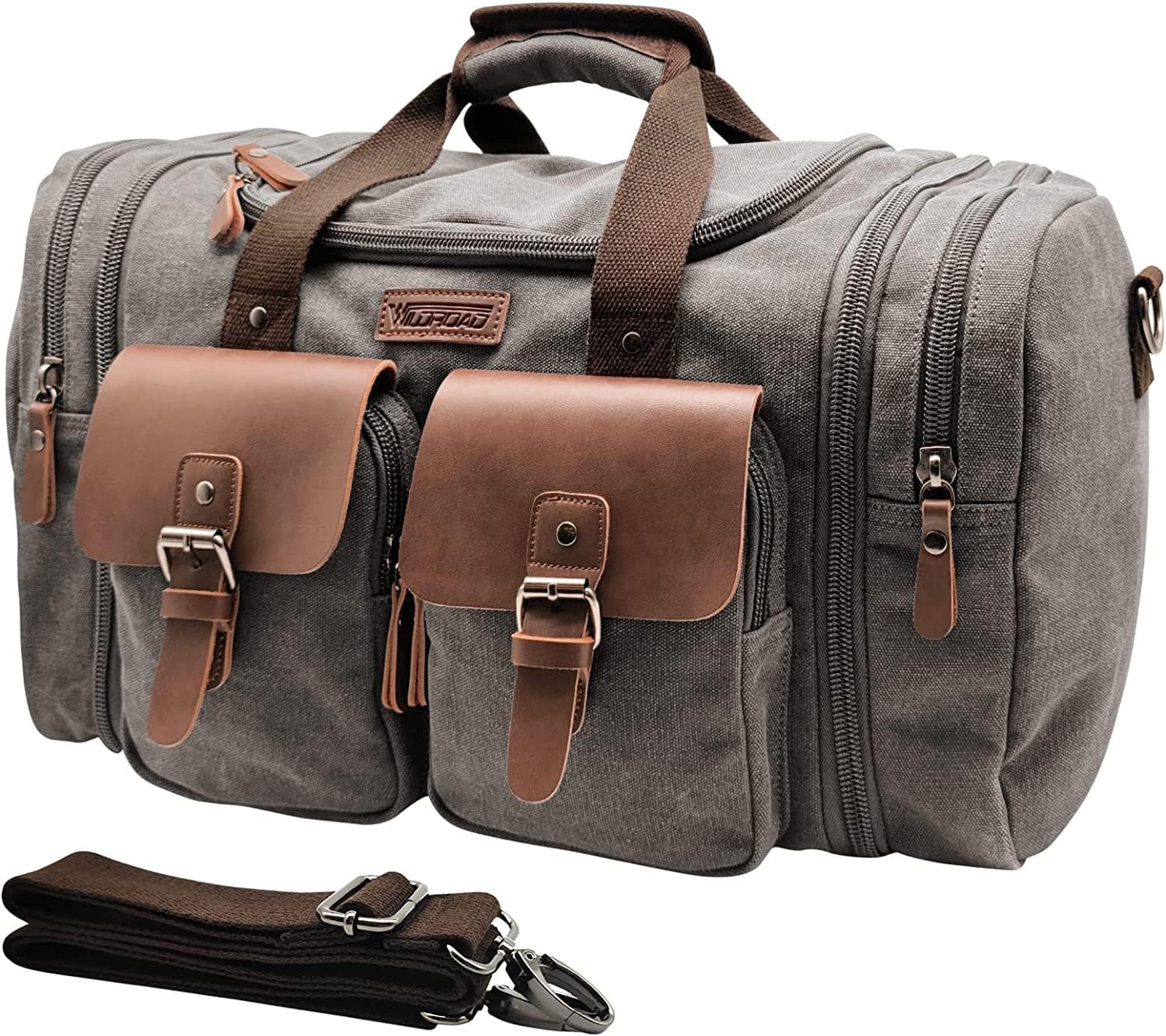 50L Waxed Canvas Weekender Duffle Bag for Overnight Travel