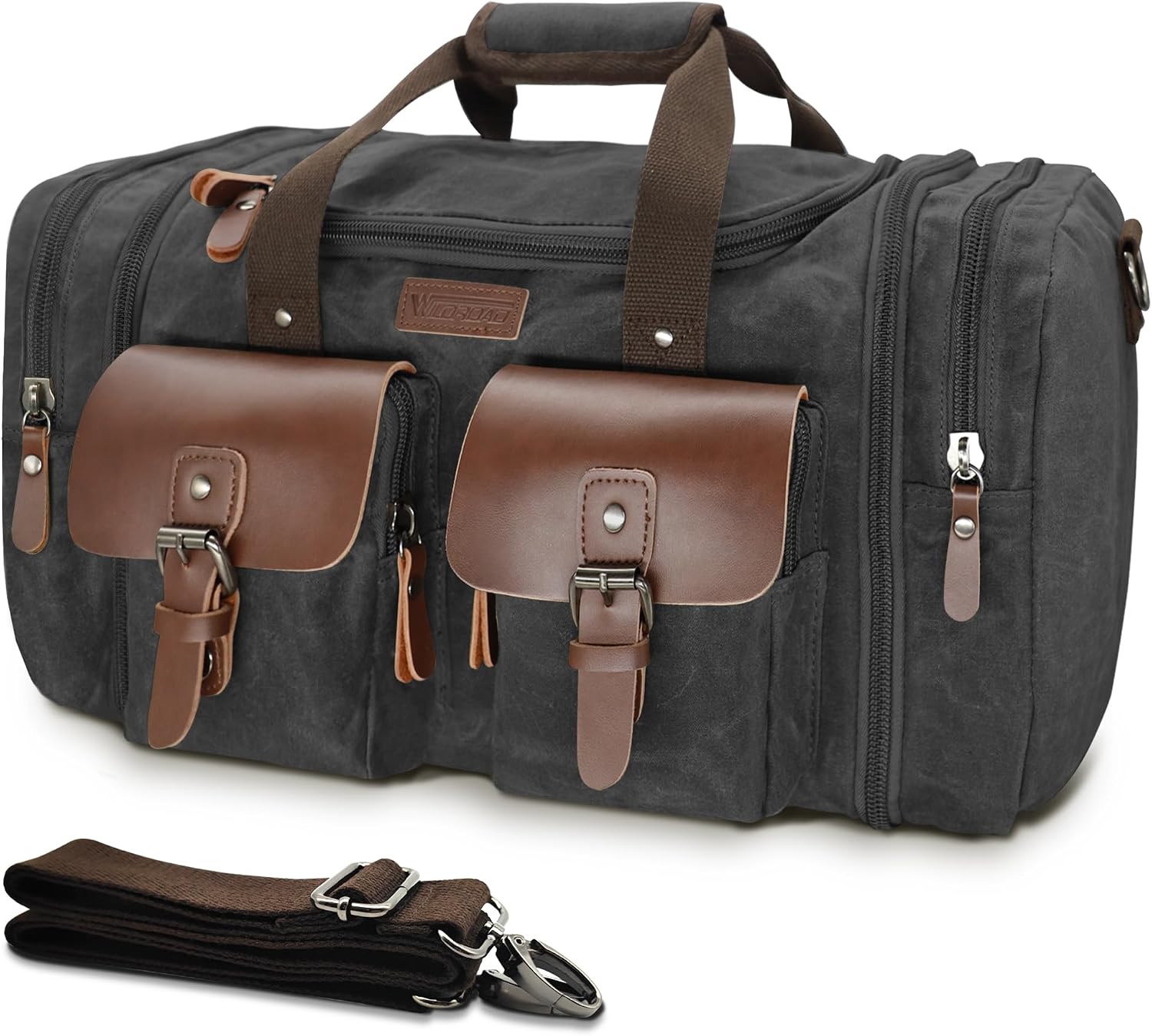 50L Waxed Canvas Weekender Duffle Bag for Overnight Travel