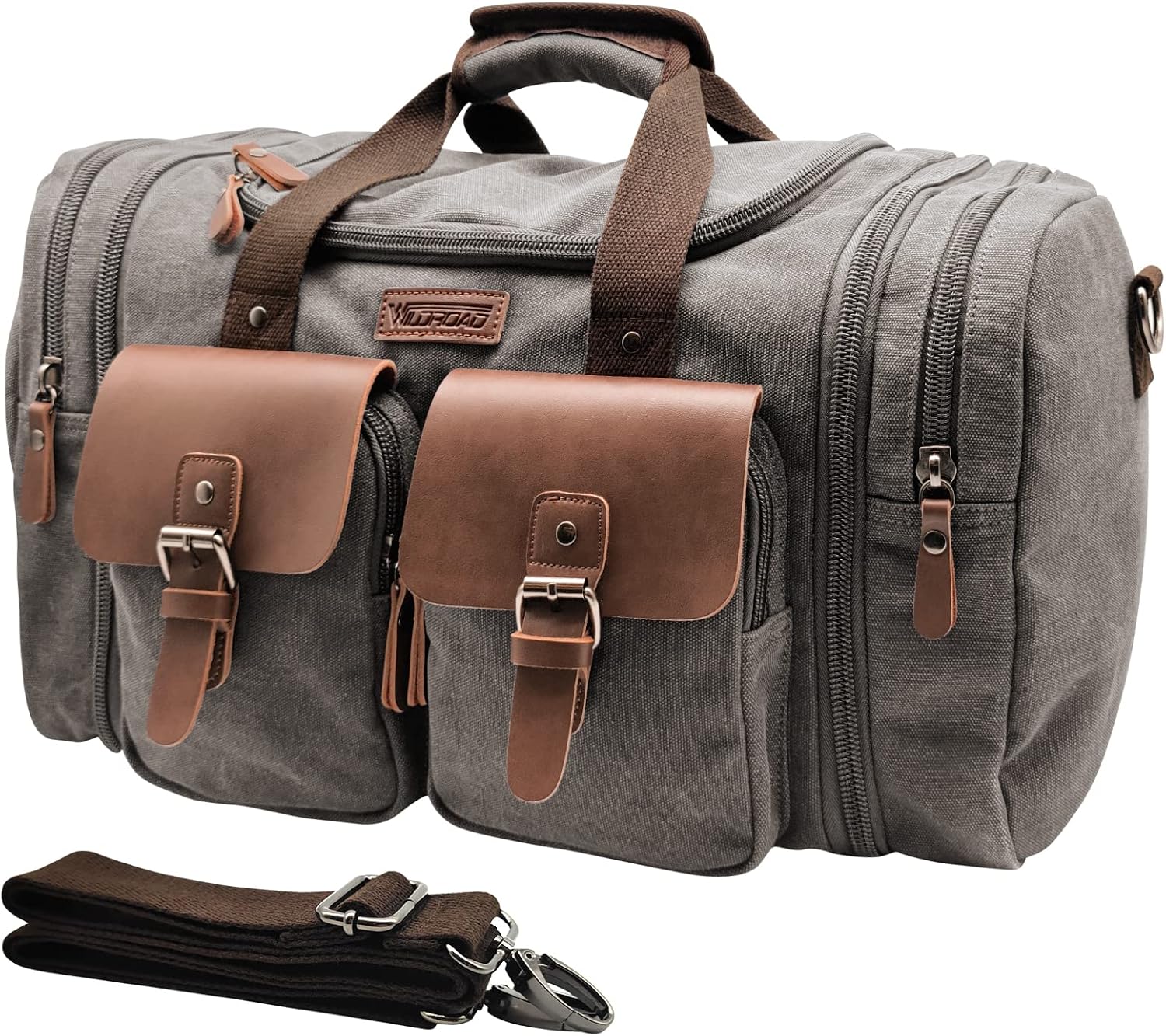 50L Waxed Canvas Weekender Duffle Bag for Overnight Travel