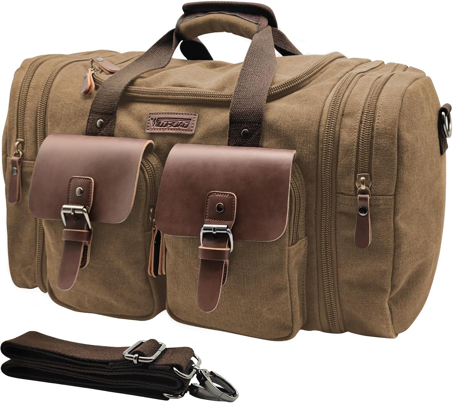 50L Waxed Canvas Weekender Duffle Bag for Overnight Travel