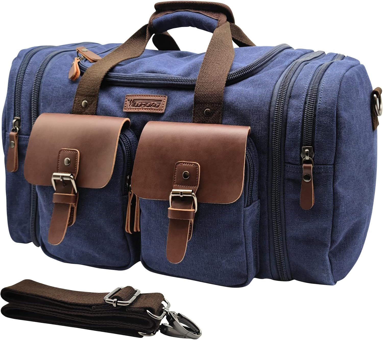 50L Waxed Canvas Weekender Duffle Bag for Overnight Travel