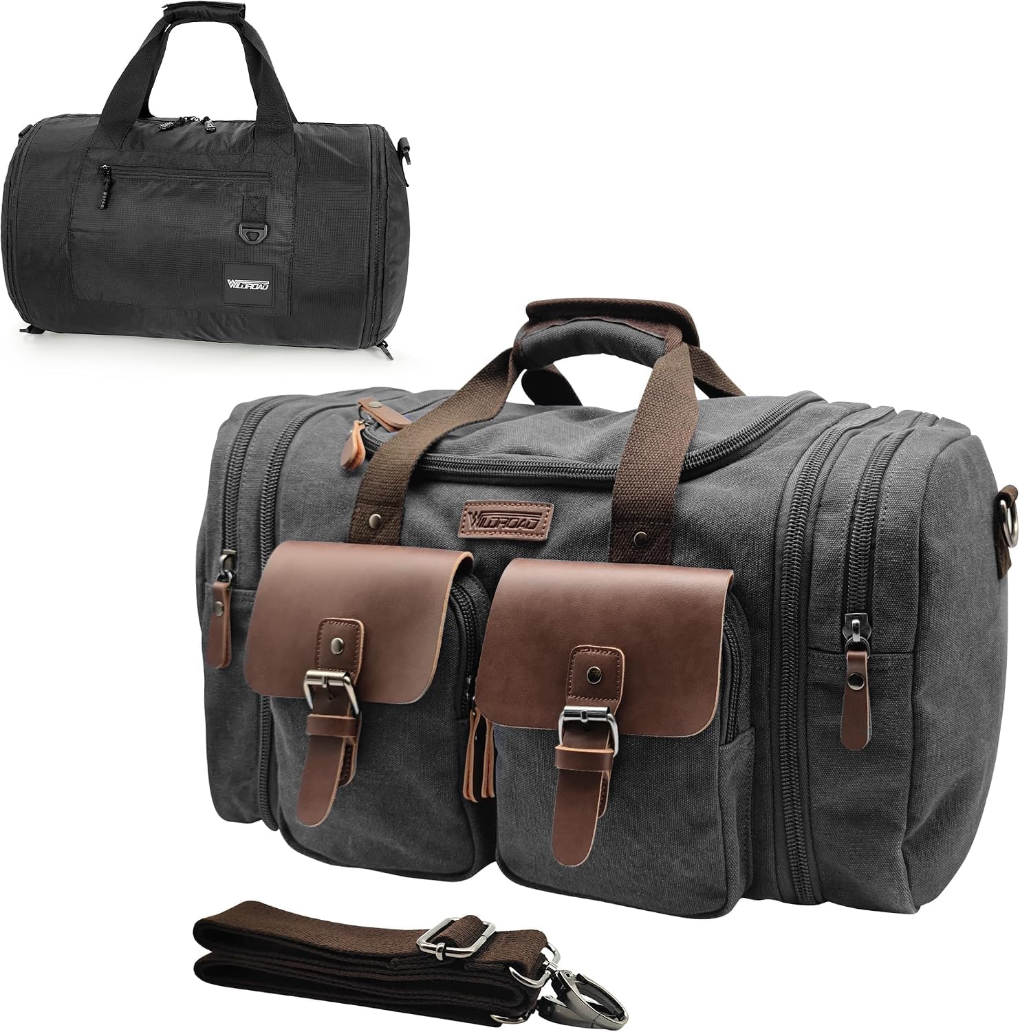 50L Waxed Canvas Weekender Duffle Bag for Overnight Travel