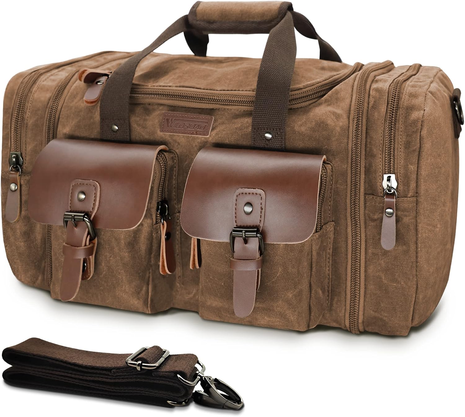 50L Waxed Canvas Weekender Duffle Bag for Overnight Travel