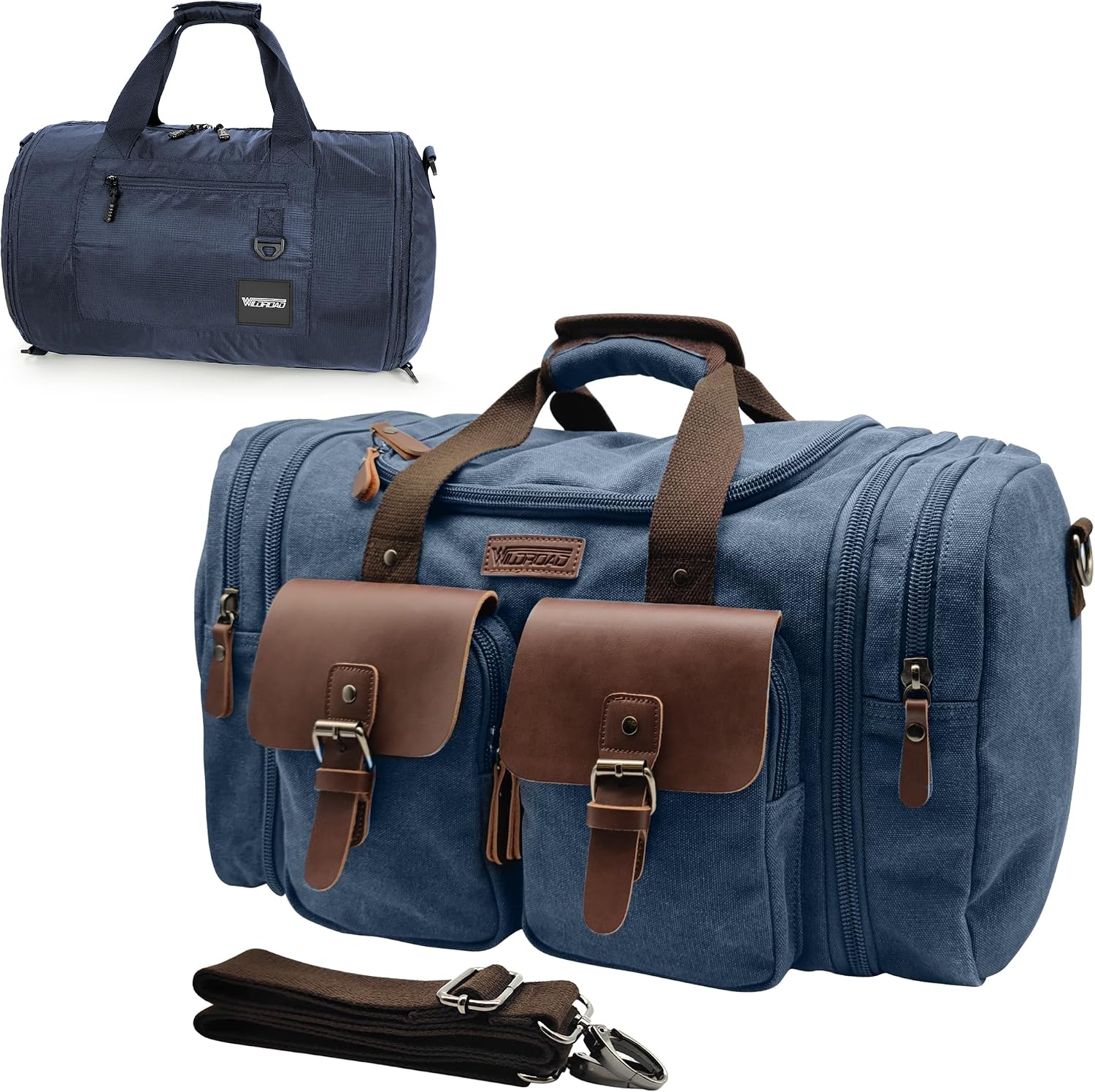 50L Waxed Canvas Weekender Duffle Bag for Overnight Travel
