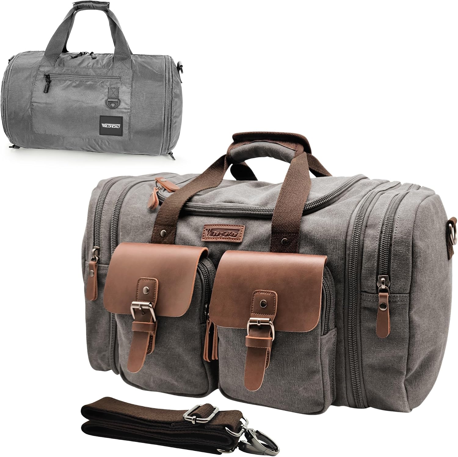 50L Waxed Canvas Weekender Duffle Bag for Overnight Travel