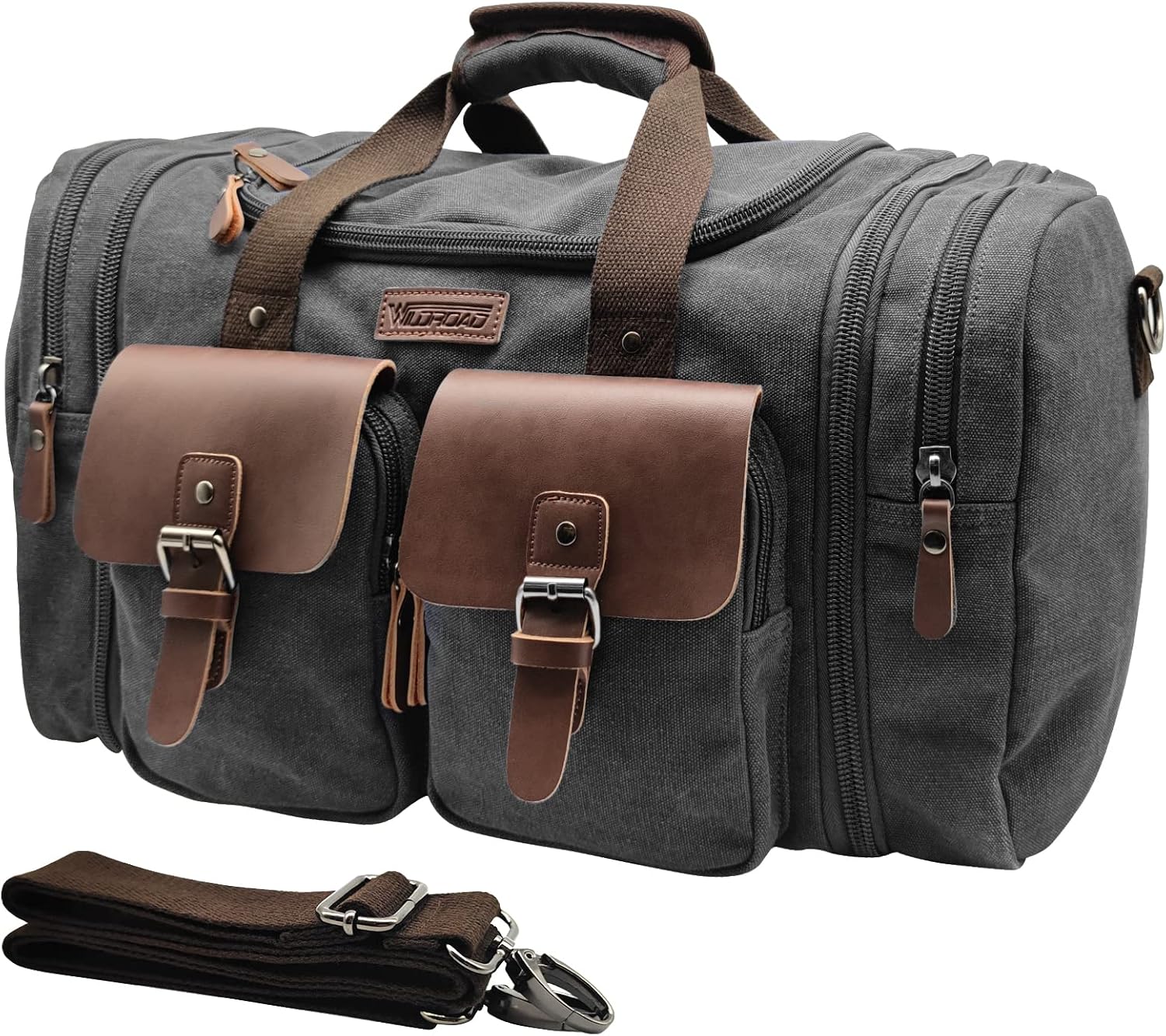50L Waxed Canvas Weekender Duffle Bag for Overnight Travel