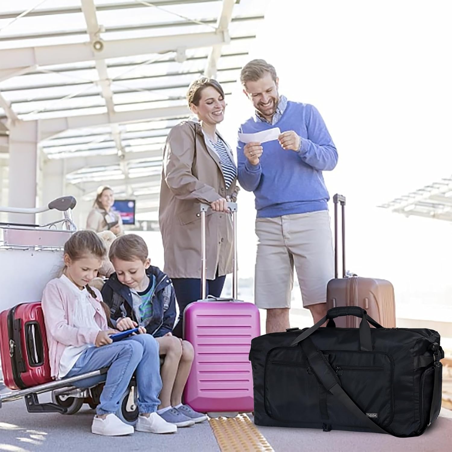 65L Foldable Travel Duffle Bag with Shoe Compartment