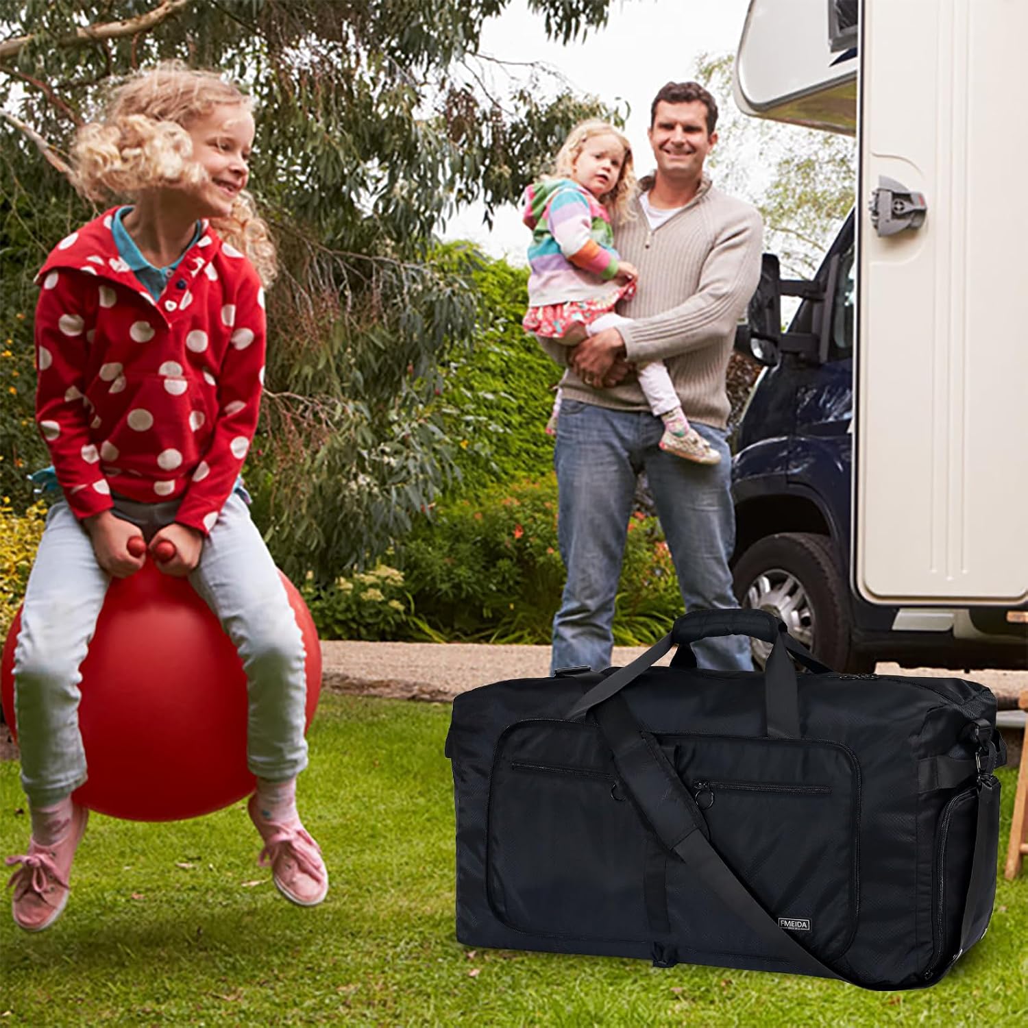 65L Foldable Travel Duffle Bag with Shoe Compartment