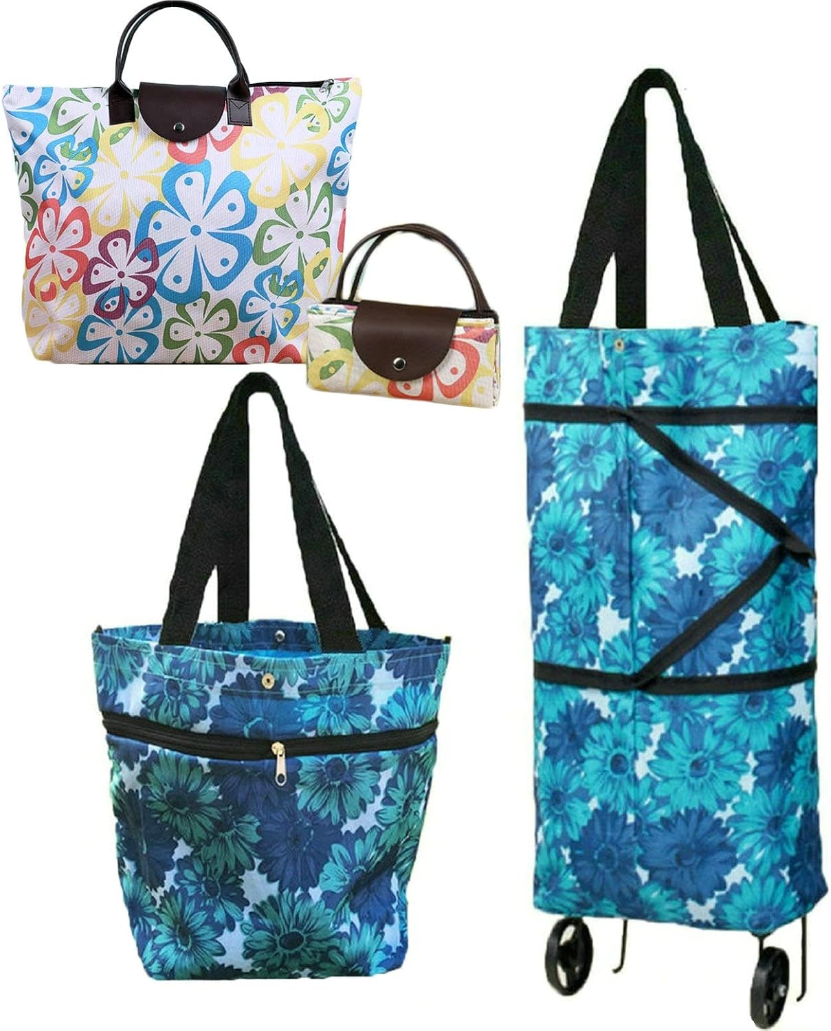 Collapsible Shopping Trolley Bag with 360 Degree Swivel Wheels