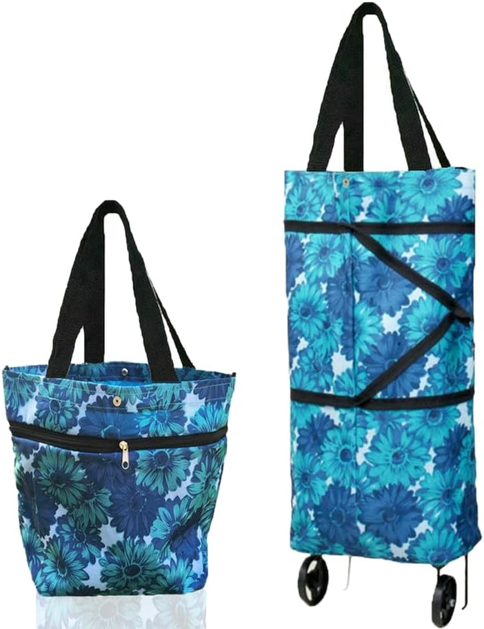 Collapsible Shopping Trolley Bag with 360 Degree Swivel Wheels