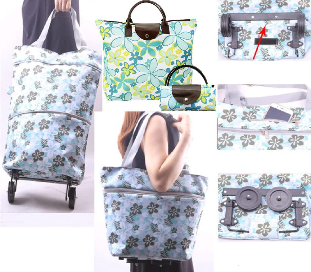 Collapsible Shopping Trolley Bag with 360 Degree Swivel Wheels