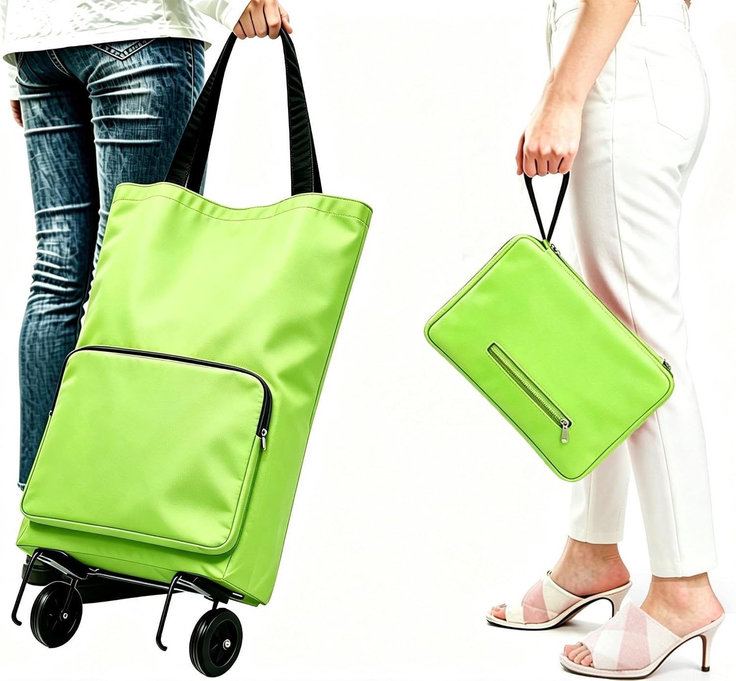 Collapsible Shopping Trolley Bag with 360 Degree Swivel Wheels
