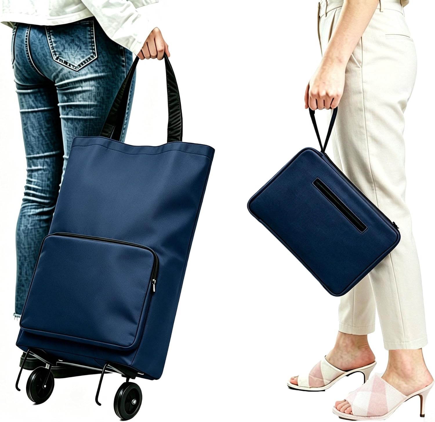 Collapsible Shopping Trolley Bag with 360 Degree Swivel Wheels