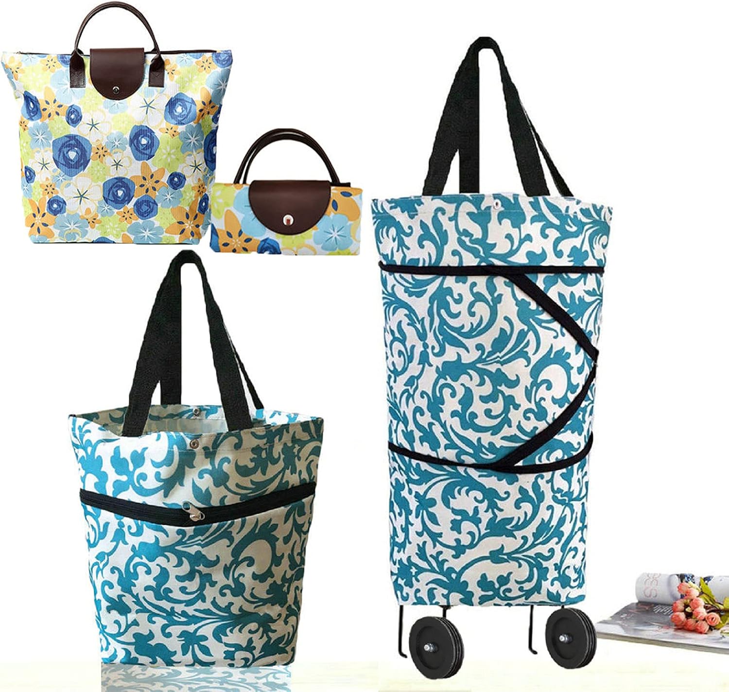 Collapsible Shopping Trolley Bag with 360 Degree Swivel Wheels