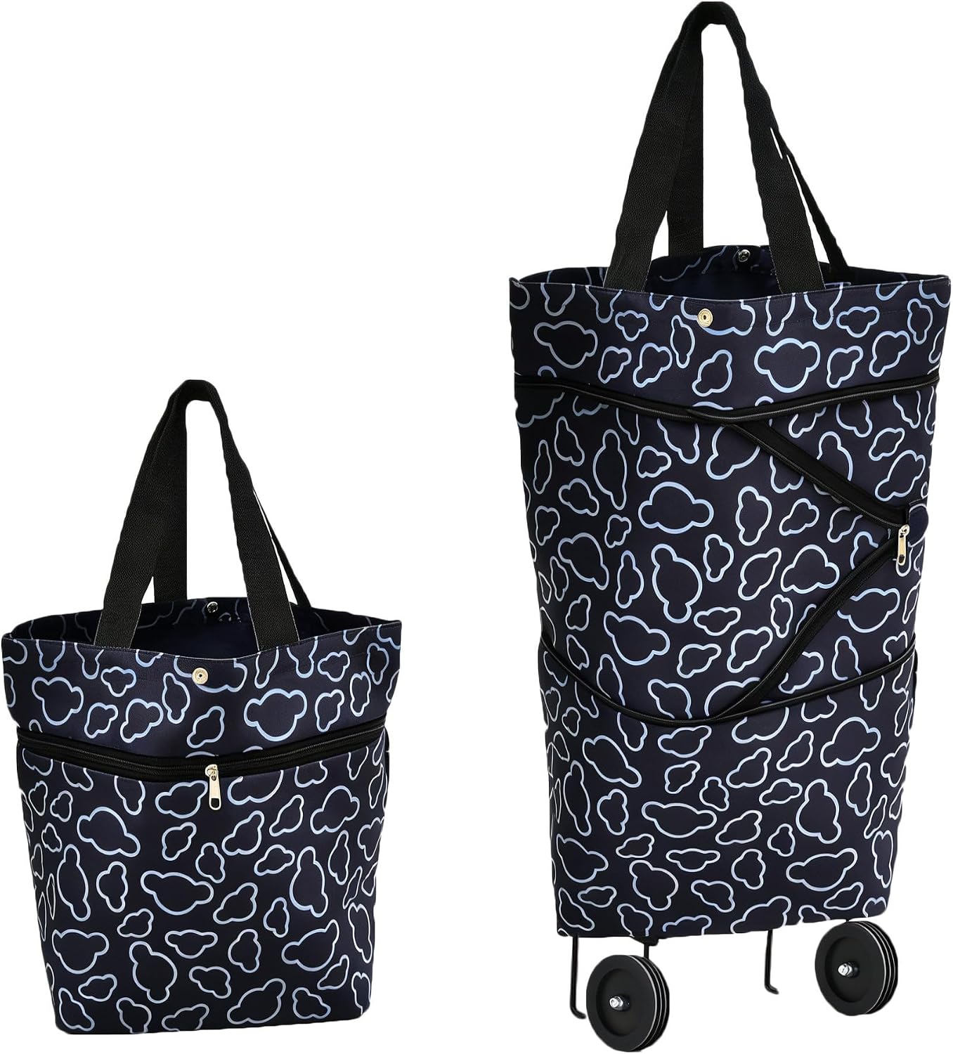 Collapsible Shopping Trolley Bag with 360 Degree Swivel Wheels