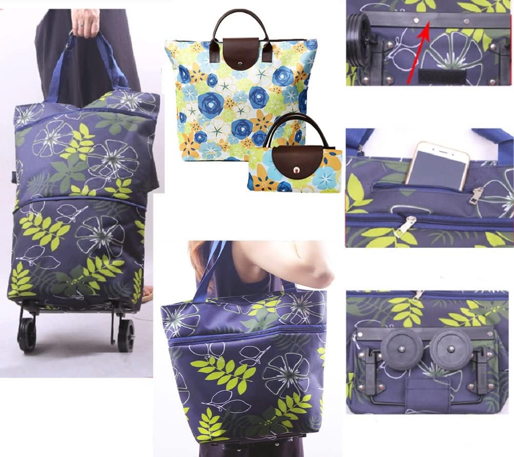 Collapsible Shopping Trolley Bag with 360 Degree Swivel Wheels
